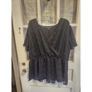 Lane‎ Bryant Black V-Neck Blouse Women's Size 22/24